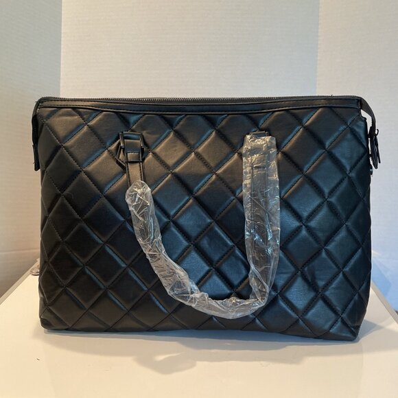 NWT Badgley Mischka Quilted‎ Tote Bag With Crossbody Strap, Black, $199 - Picture 6 of 16